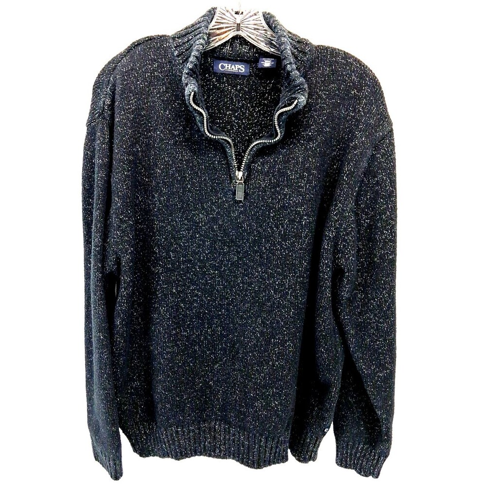 Chaps Men's 1/4 Zipper Close Long Crawl Sleeve Thick Knit Pull Over Sweater XL